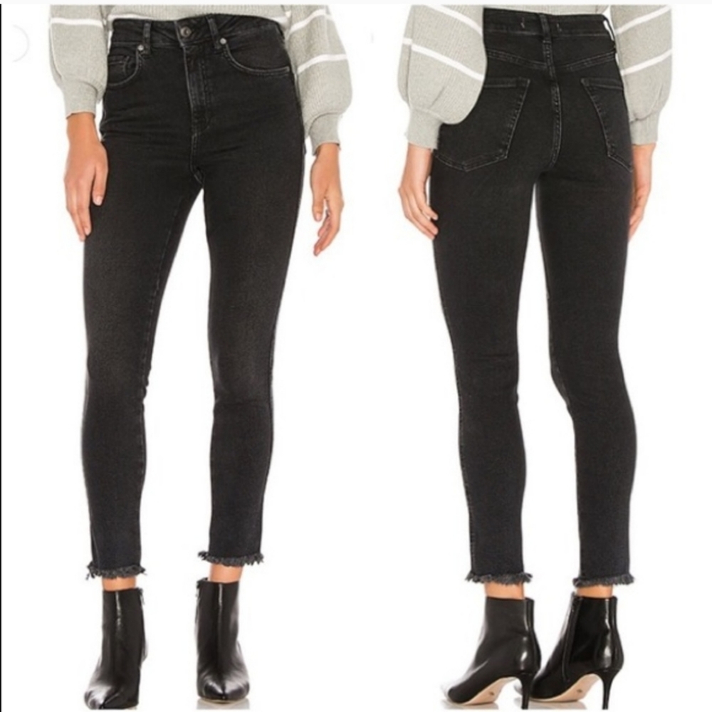 We The Free Faded Black High Rise Skinny Raw Hem Jeans Size 24